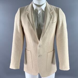 YVES SAINT LAURENT Size 38 Cream Tweed Wool Blend Sport Coat